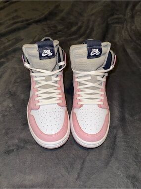 Nike Pink and White High-Top Zoom Air Sneakers